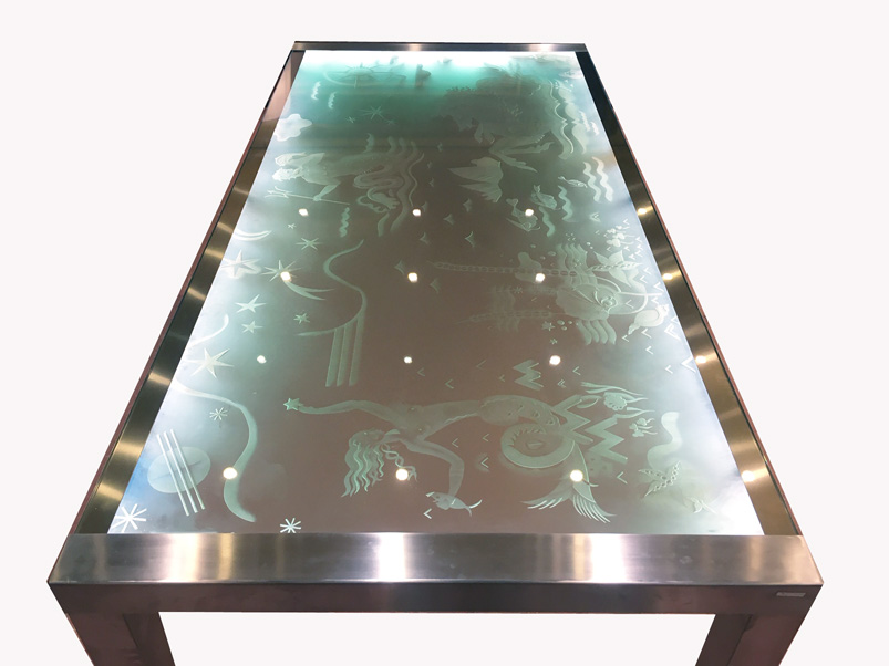 Gio ponti: Tavolo Design Piano vetro illuminato del XX Secolo , Pezzo di storia autentico - Robertaebasta® Art Gallery opere d’arte esclusive.